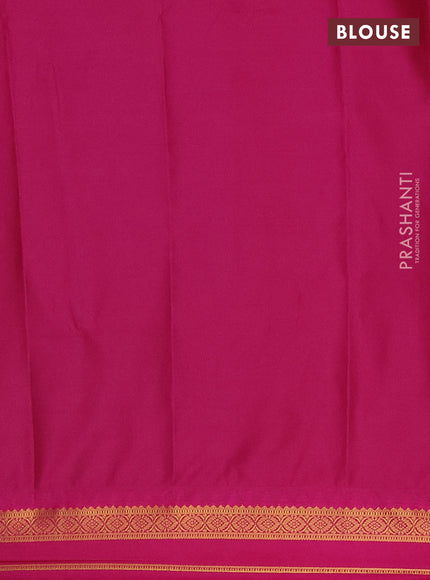 Semi soft silk saree teal green and pink with allover zari weaves & buttas and rettapet zari woven border