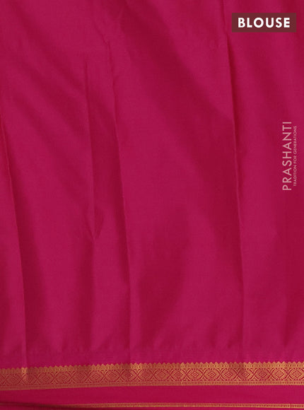 Semi soft silk saree yellow and pink with allover zari weaves & buttas and rettapet zari woven border
