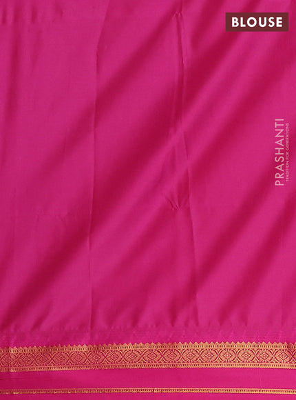 Semi soft silk saree blue and pink with allover zari weaves & buttas and rettapet zari woven border
