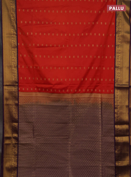 Semi soft silk saree red and purple with allover zari woven buttas and zari woven border