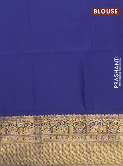 Semi soft silk saree olive green and navy blue with allover zari woven buttas and zari woven border