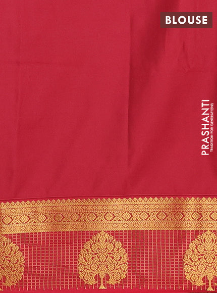 Semi soft silk saree elaichi green and maroon with allover zari weaves & buttas and zari woven butta border