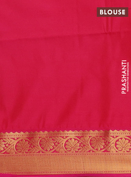 Semi soft silk saree mustard green and pink with allover zari checks & buttas and zari woven border