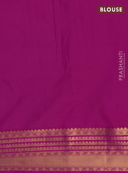 Semi soft silk saree teal blue and magenta pink with allover zari woven buttas and zari woven border