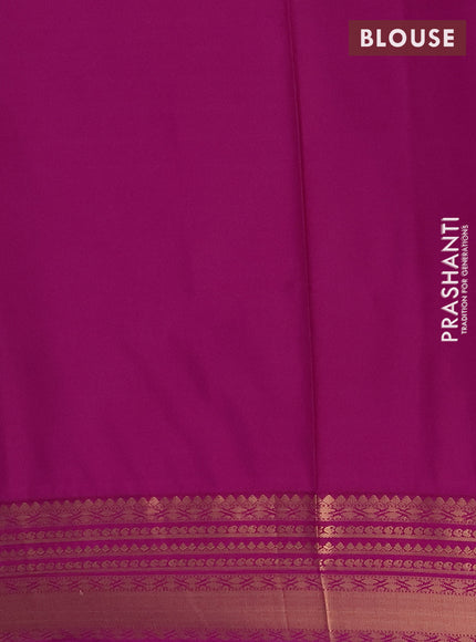 Semi soft silk saree beige and magenta pink with allover zari woven buttas and zari woven border