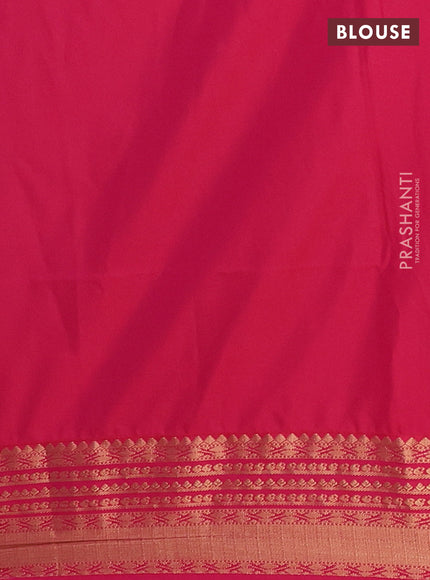 Semi soft silk saree peacock blue and pink with allover zari woven buttas and zari woven border
