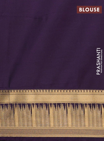 Semi soft silk saree grey shade and purple with allover zari woven buttas and zari woven border