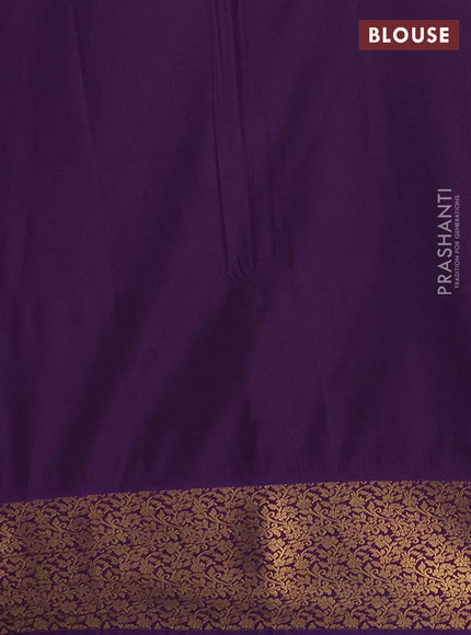 Semi soft silk saree beige and purple with allover zari brocade weaves and zari woven border