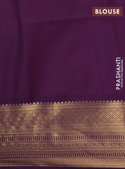 Semi soft silk saree rust shade and purple with zari woven buttas and zari woven border