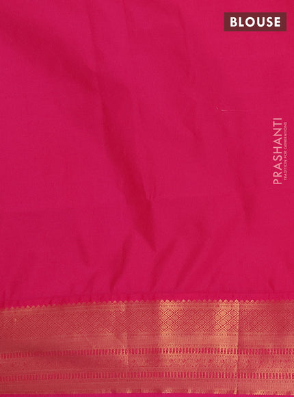 Semi soft silk saree teal green and pink with zari woven buttas and zari woven border