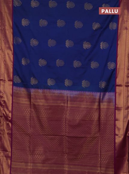 Semi soft silk saree peacock blue and purple with zari woven buttas and zari woven border