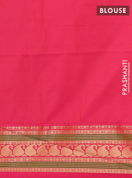 Semi soft silk saree navy blue and pink with allover zari woven buttas and zari woven border