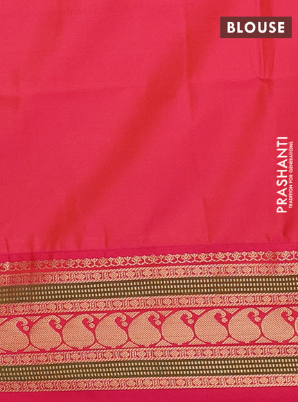 Semi soft silk saree beige and pink with allover zari woven buttas and zari woven border