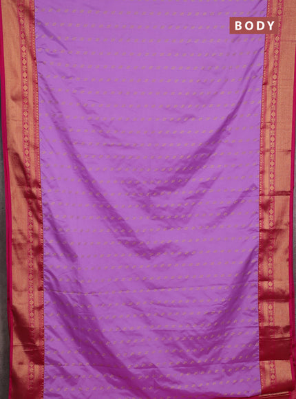 Semi soft silk saree lavender and pink with allover zari woven buttas and zari woven border