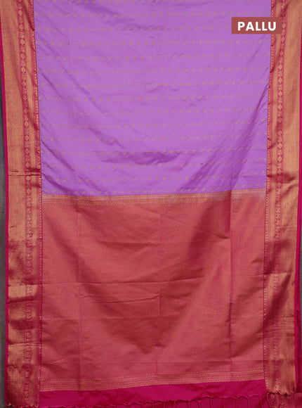 Semi soft silk saree lavender and pink with allover zari woven buttas and zari woven border