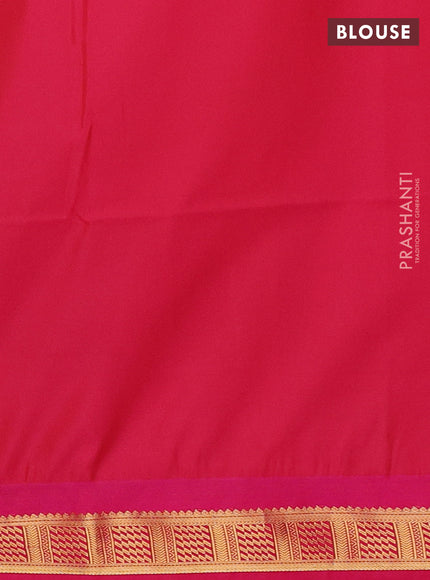 Semi soft silk saree mehendi green and pink with zari woven buttas and temple design zari woven border