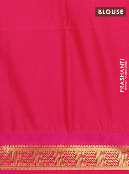 Semi soft silk saree navy blue and pink with zari woven buttas and temple design zari woven border