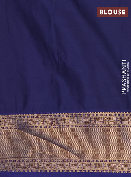 Semi soft silk saree magenta pink and blue with allover zari woven buttas and zari woven border