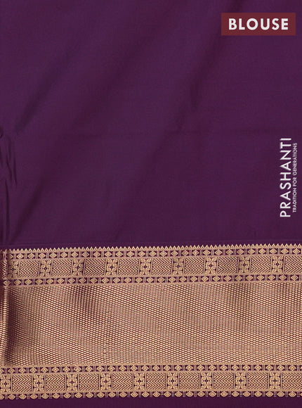Semi soft silk saree teal green shade and purple with allover zari woven buttas and zari woven border
