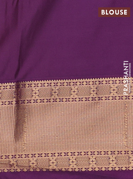Semi soft silk saree yellow and purple with allover zari woven buttas and zari woven border