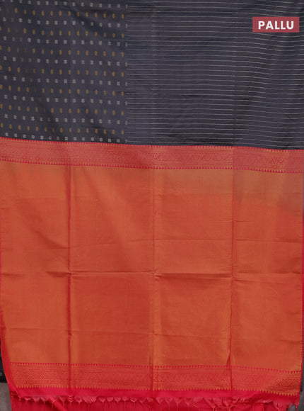 Semi soft silk saree grey and peach pink with half & half style and piping border
