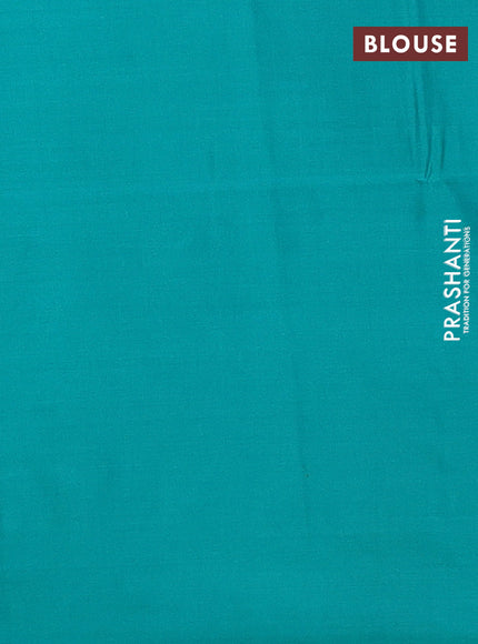 Semi soft silk saree grey and teal green with allover zari weaves in borderless style