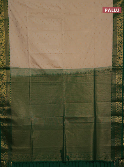 Semi soft silk saree cream and green with allover zari weaves & buttas and zari woven border