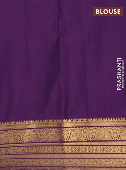 Semi soft silk saree teal green and purple with allover silver & gold zari woven buttas and zari woven border