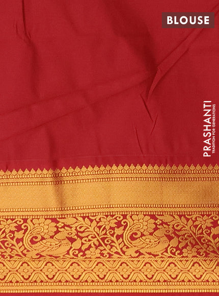 Semi soft silk saree mustard green and maroon with allover zari checks & buttas and zari woven border