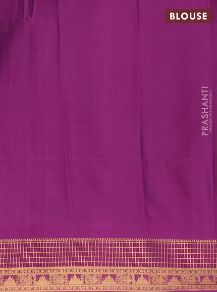 Semi soft silk saree teal green and dark magenta pink with allover zari woven buttas and zari woven border