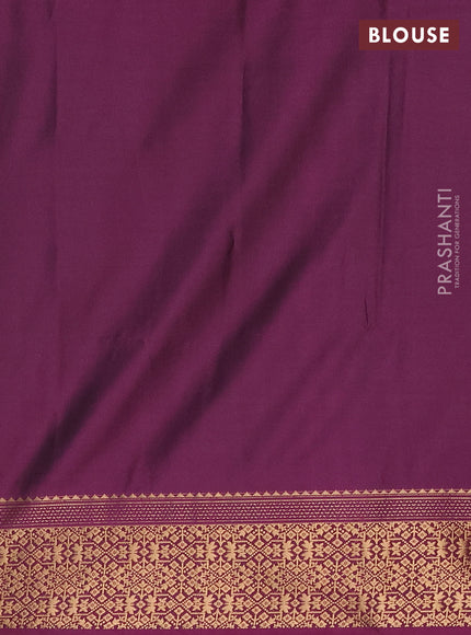 Semi soft silk saree pastel green and dark magenta pink with allover zari checked pattern and zari woven border