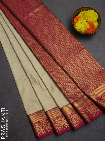 Semi soft silk saree pista green and pink with allover zari checks & buttas and zari woven border