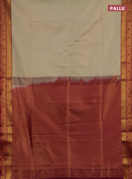 Semi soft silk saree pista green and pink with allover zari checks & buttas and zari woven border