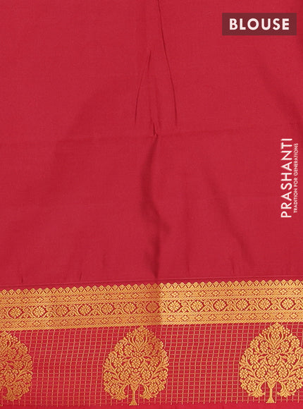 Semi soft silk saree pastel blue and red with allover zari weaves & buttas and zari woven border
