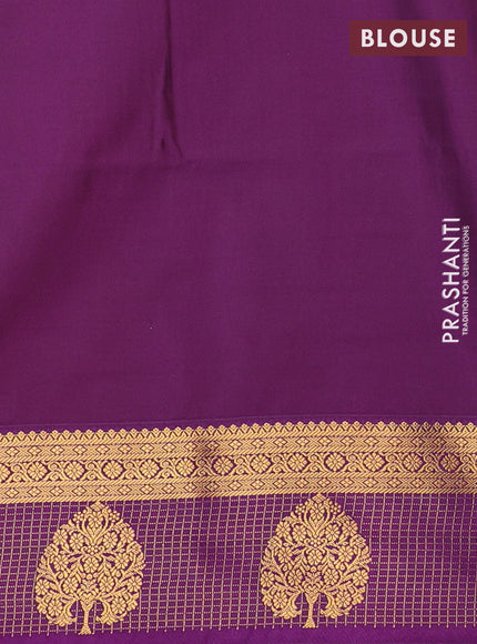 Semi soft silk saree orange and purple with allover zari weaves & buttas and zari woven border