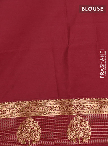 Semi soft silk saree pista green and maroon with allover zari weaves & buttas and zari woven border