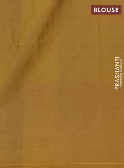 Semi soft silk saree rust shade and dark mustard with allover zari checks & buttas and long zari woven border