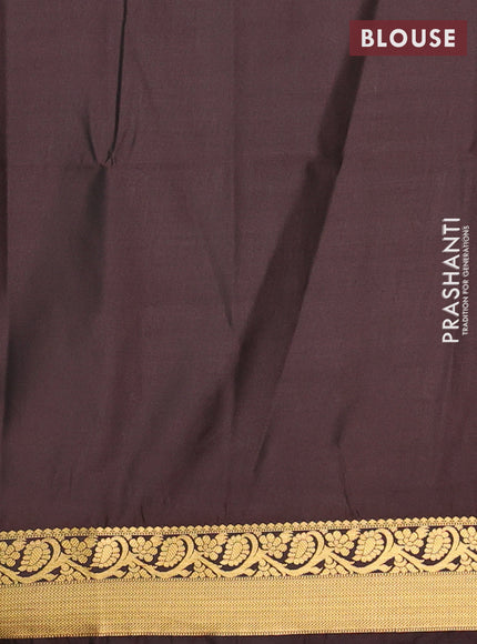Semi soft silk saree olive green and coffee brown with allover zari woven buttas and zari woven border