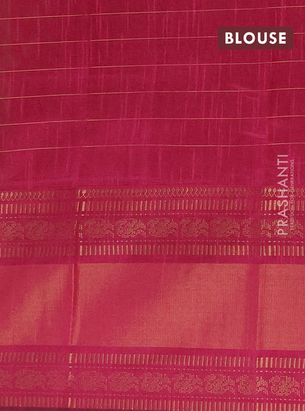 Semi dupion saree beige and pink with allover zari checks & 1000 buttas and long temple zari woven border