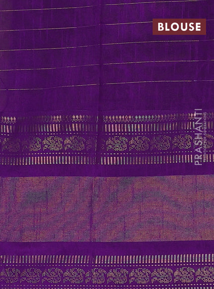 Semi dupion saree pastel peach and purple with allover zari checks & 1000 buttas and long temple zari woven border