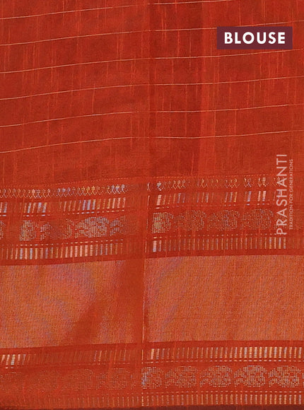Semi dupion saree violet and rust shade with allover zari checks & 1000 buttas and long temple zari woven border