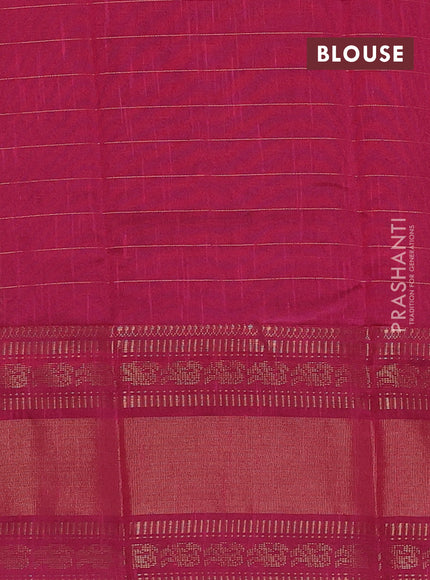 Semi dupion saree rust shade and pink with allover zari checks & 1000 buttas and long temple zari woven border