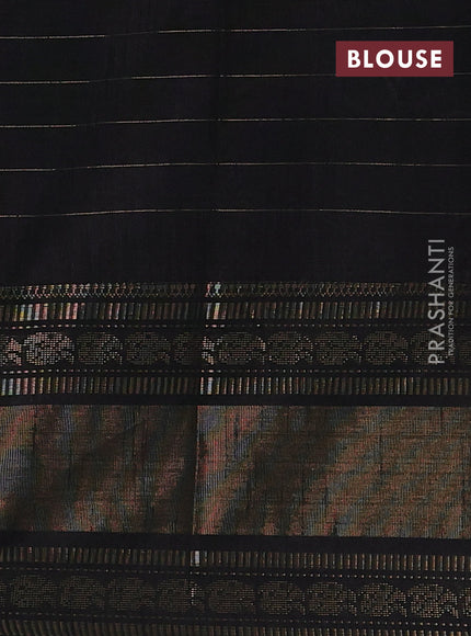 Semi dupion saree maroon and black with allover zari checks & 1000 buttas and long temple zari woven border