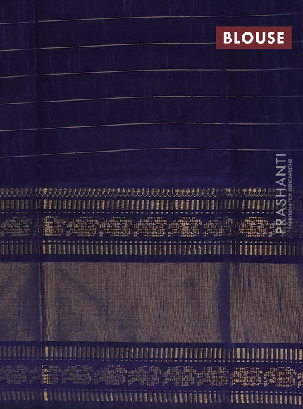 Semi dupion saree pink and navy blue with allover zari checks & 1000 buttas and long temple zari woven border