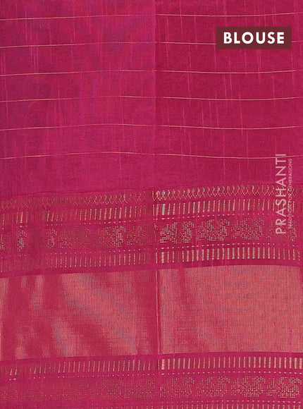 Semi dupion saree violet and magenta pink with allover zari checks & 1000 buttas and long temple zari woven border