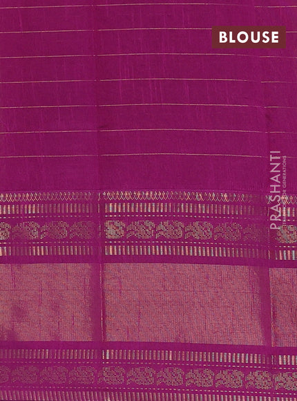 Semi dupion saree dark peach and magenta pink with allover zari checks & 1000 buttas and long temple zari woven border