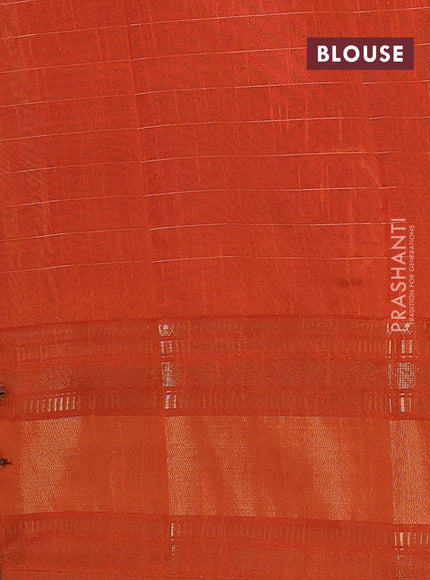 Semi dupion saree dark magenta and rust shade with allover zari checks & 1000 buttas and long temple zari woven border