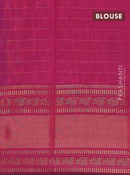Semi dupion saree blue and pink with allover zari checks & 1000 buttas and long temple zari woven border