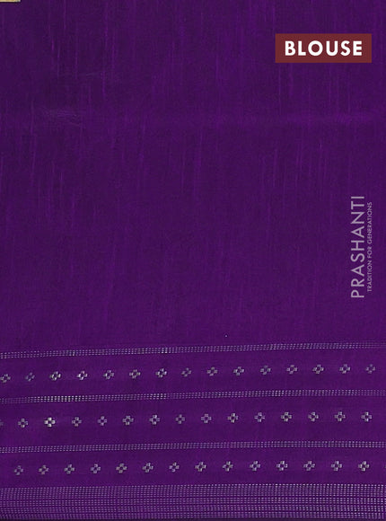 Semi dupion saree teal green shade and violet with allover silver zari weaves and silver zari woven border