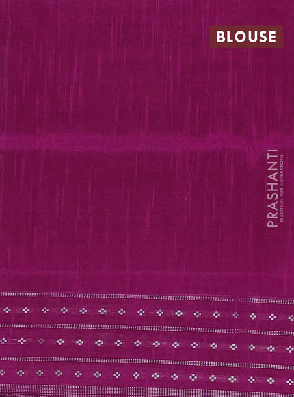 Semi dupion saree rust shade and purple with allover silver zari weaves and silver zari woven border